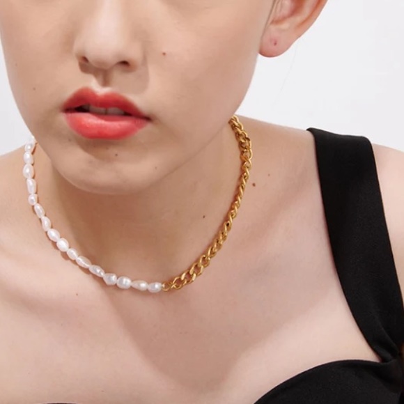 💛Gold plated pearl chain necklace - Picture 6 of 7